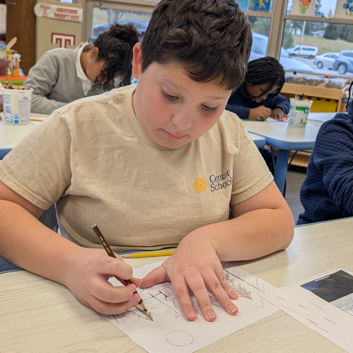 Student arriving at Center School