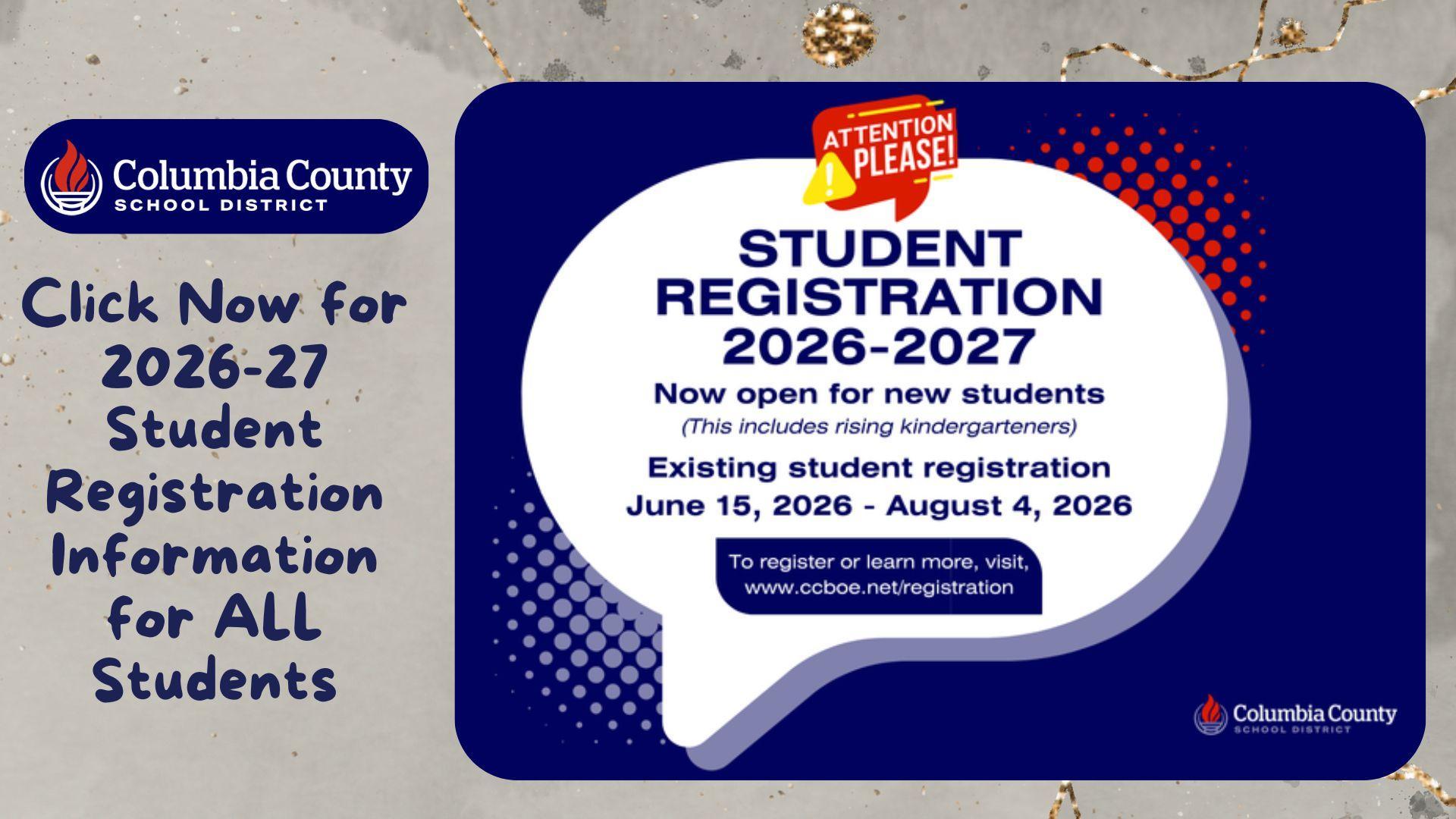 Announcement for student registration with details and a call to action.