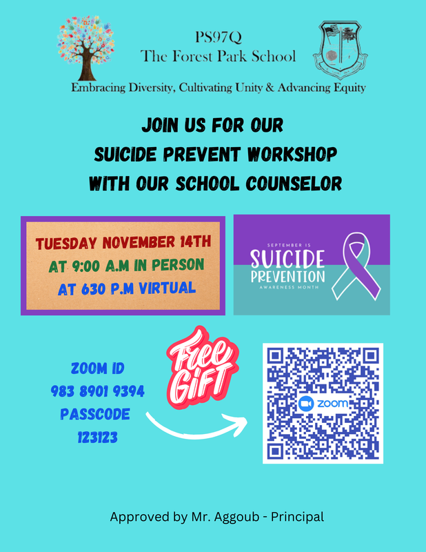Light blue back ground with date and time on Suicide flyer