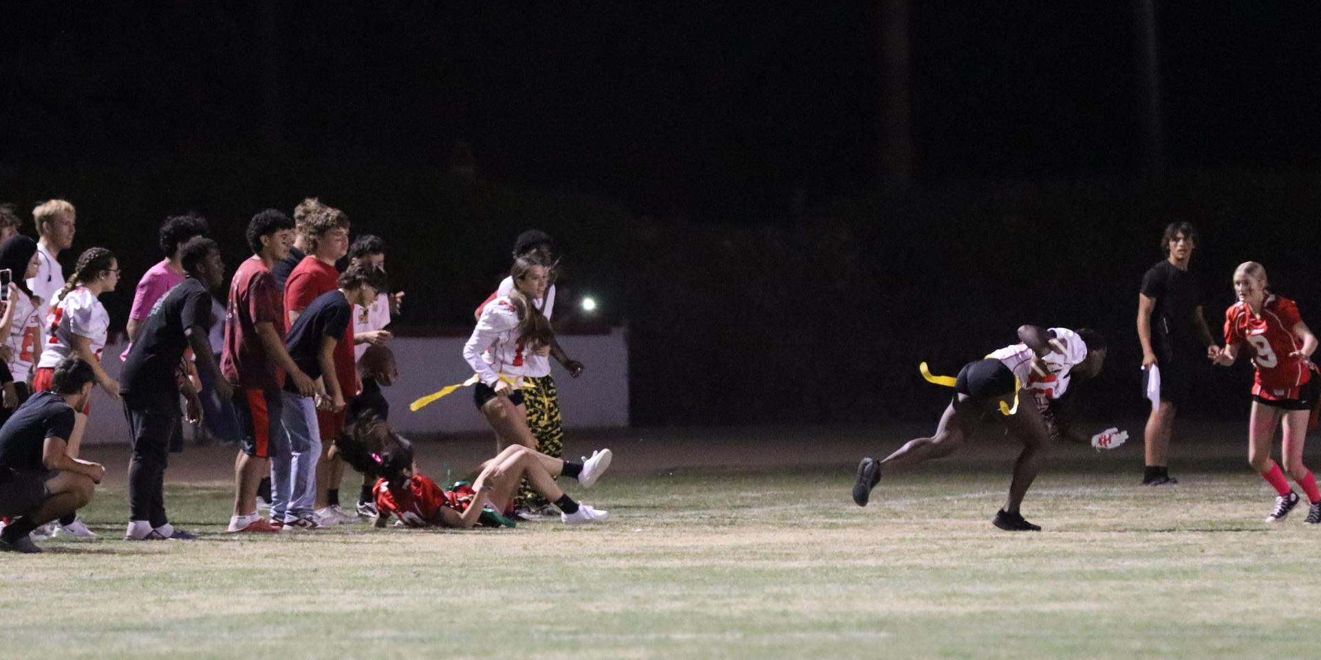 girls playing flag football