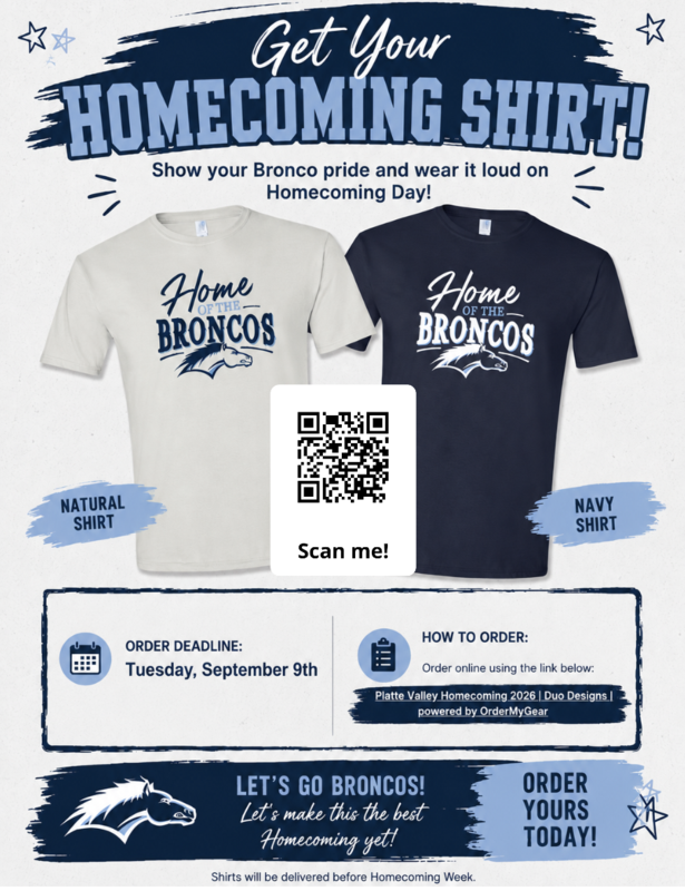 Homecoming shirts are now for sale