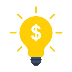 Yellow light bulb with a dollar sign