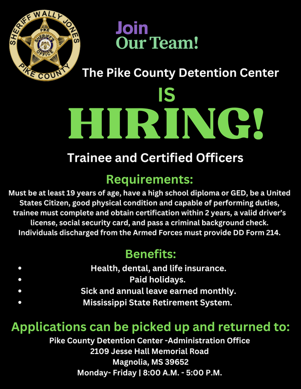 Pike County Sheriff’s Office Detention Center Hiring News