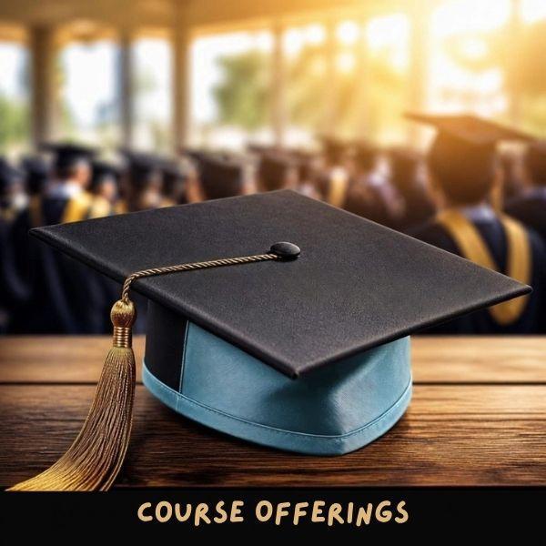 graduation cap with words course offering at the bottom