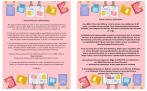 Grade 8 Library Dues / entrega de biblioteca de octavo grado