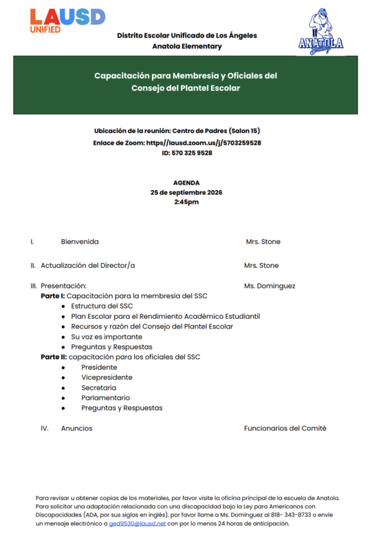 agenda spanish