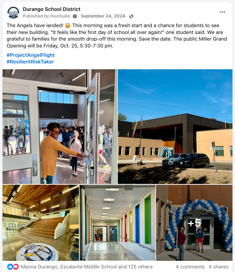 A facebook post shows a new school opening