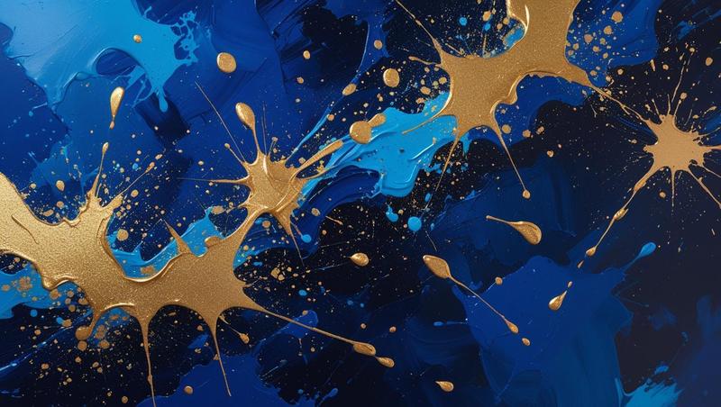 background blue & gold paint splatter