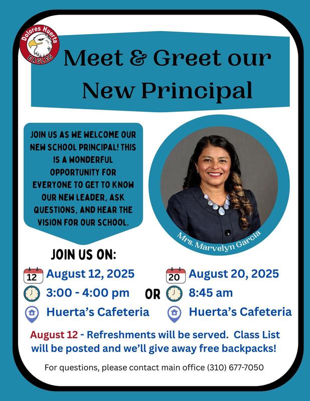 August 12 - Meet and greet the new principal