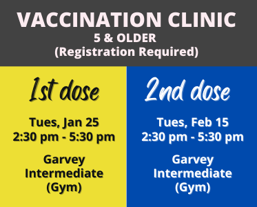1st & 2nd Dose Vaccination Clinics: Jan 25 & Feb 15 Thumbnail Image