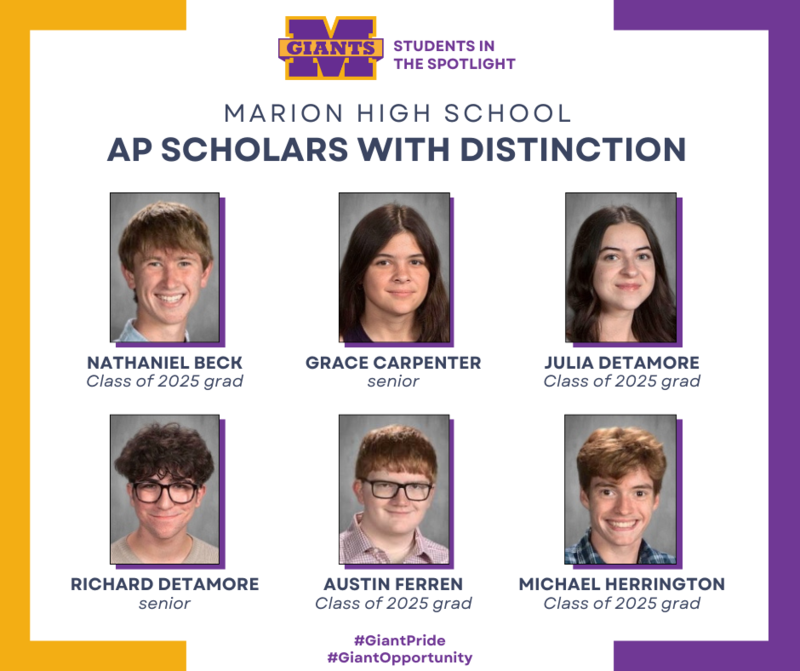 promo graphic - 2025 AP Scholars with Distinction - Marion High School