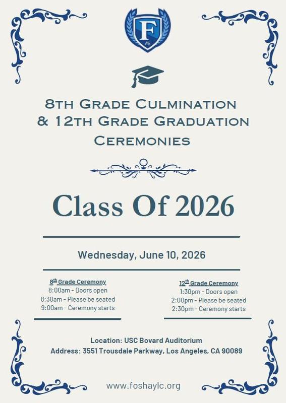 2026 Foshay LC 8th Grade Culmination & 12th Grade Graduation Ceremony Featured Photo