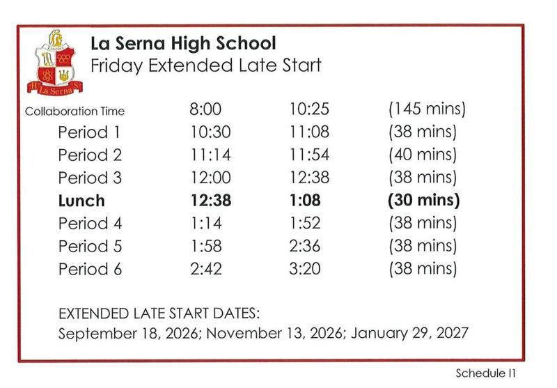 extended late start bell schedule