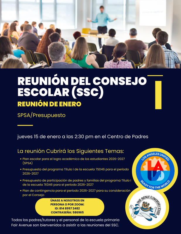 Reunión de Presupuesto/SPSA de SSC de enero