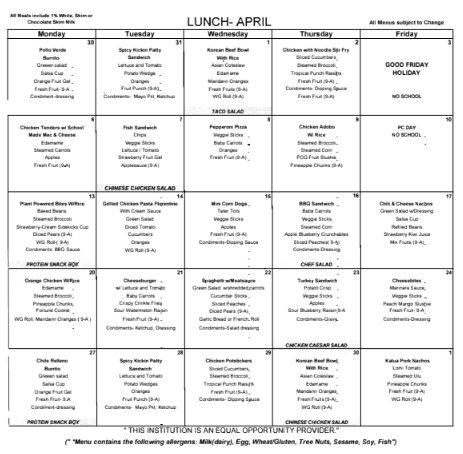 April Menu Featured Photo