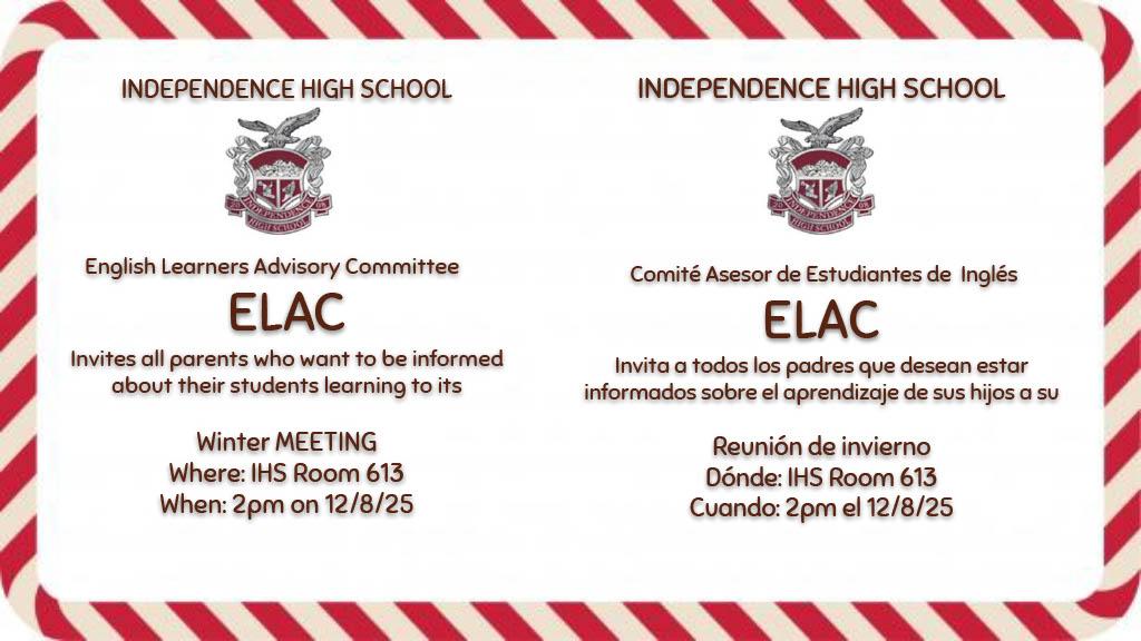 Winter ELAC Meeting 12/8/2025
