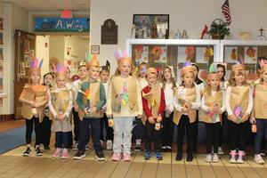 Kindergarten at Thanksgiving feast
