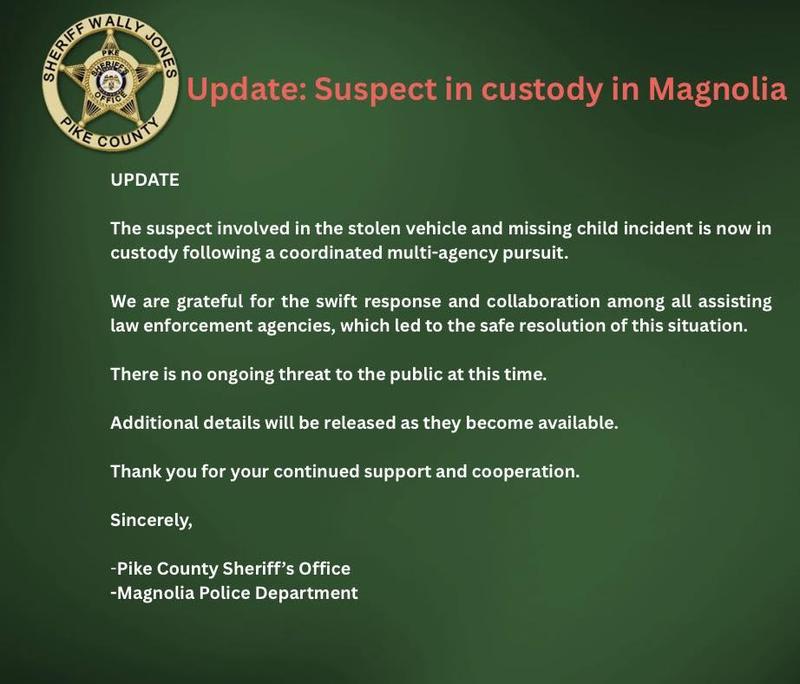 Pike County Sheriff’s Office Suspect In Custody Update--Tuesday, February 24, 2026