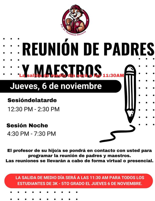 Parent Teacher Conference Flyer. Spanish