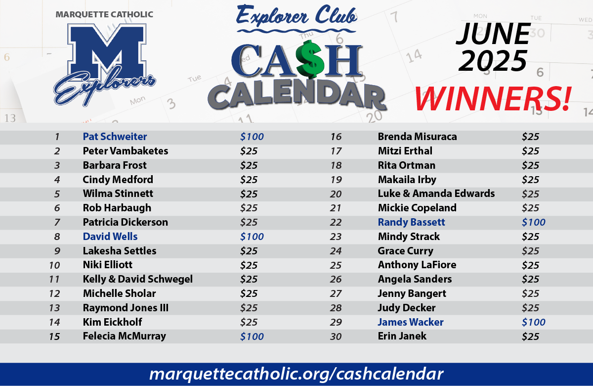 Cash calendar winners June 2025