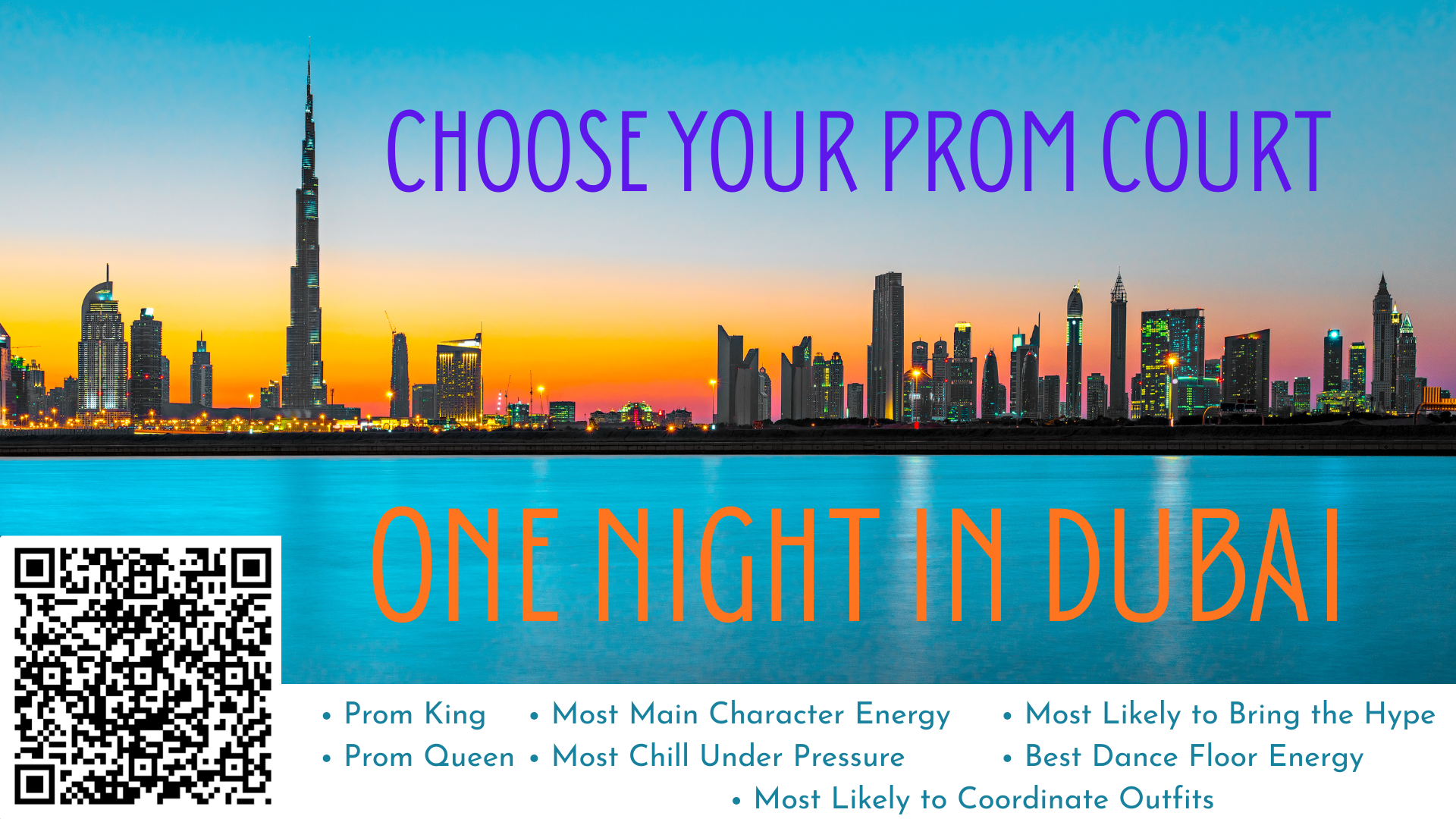 Dubai Skyline with Prom Court QR Code