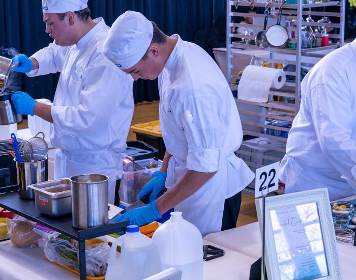 Students participating in cooking competition