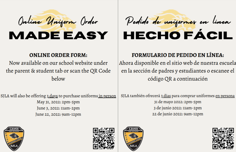 Online uniform order from