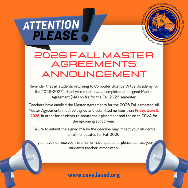 Fall Master Agreements Due
