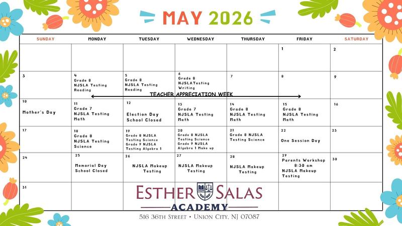 May 2026 Calendar-Esther Salas Academy