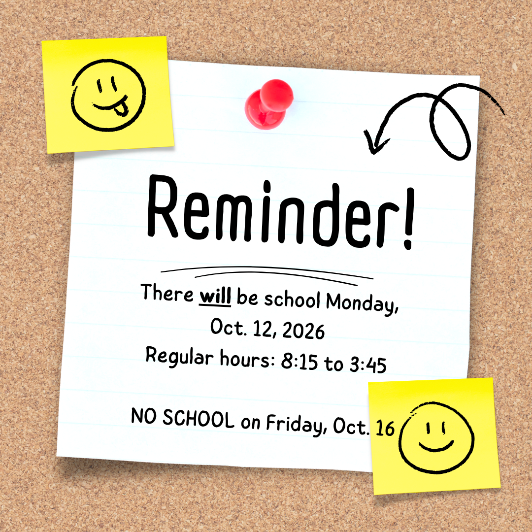 Database Connection Map Reminder - School on Monday, Oct. 12th | Wakpala School District 15-3
