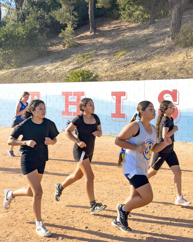 Students running on track