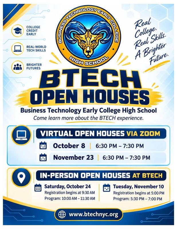 BTECH Open House Schedule 2026