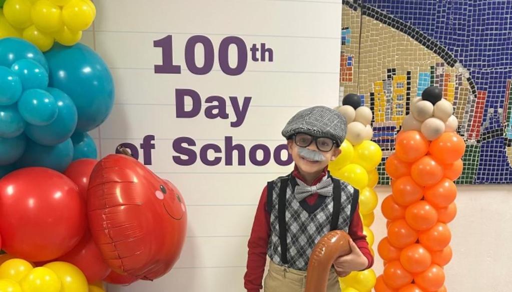 Student on 100th day of school