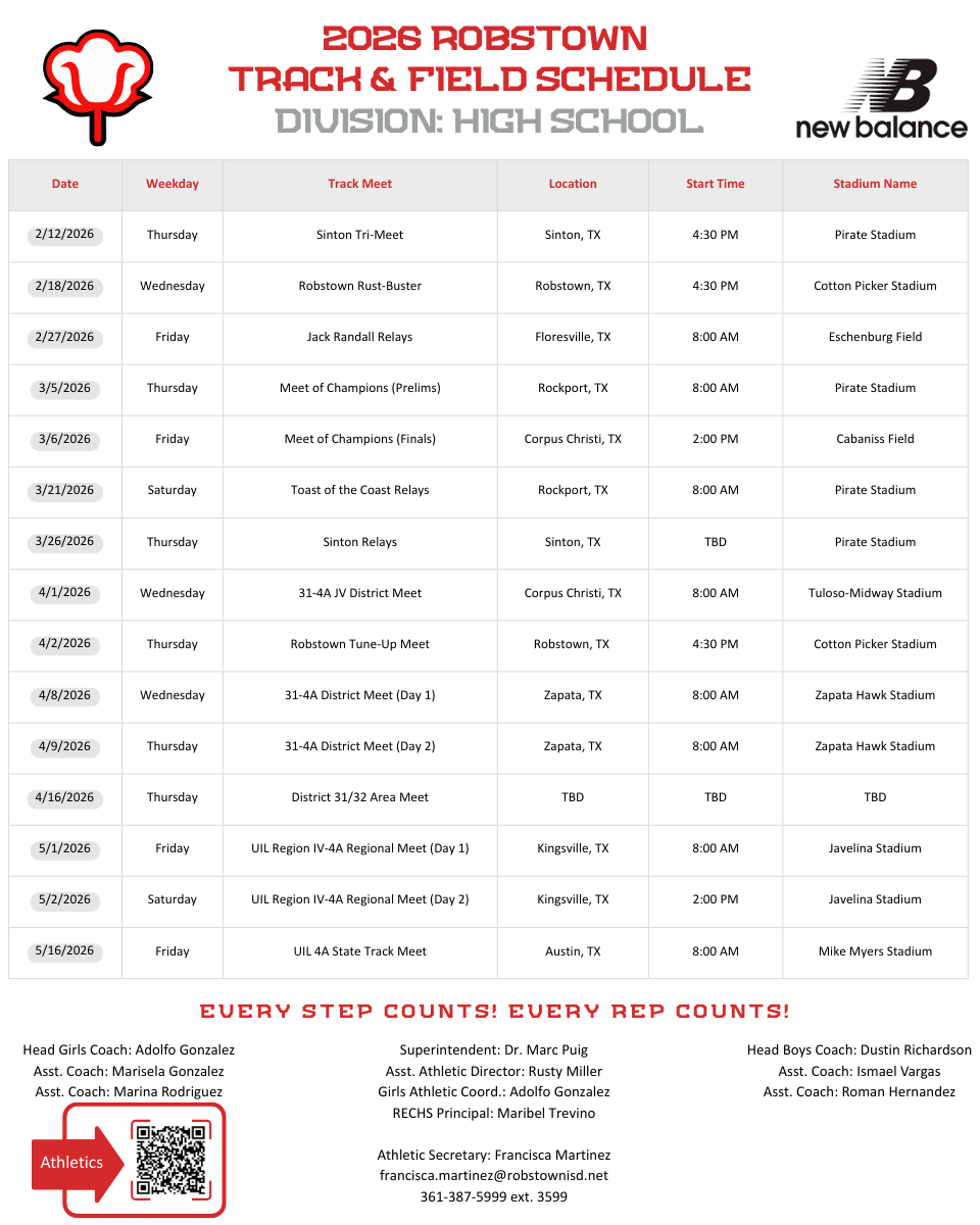Track and Field Schedule