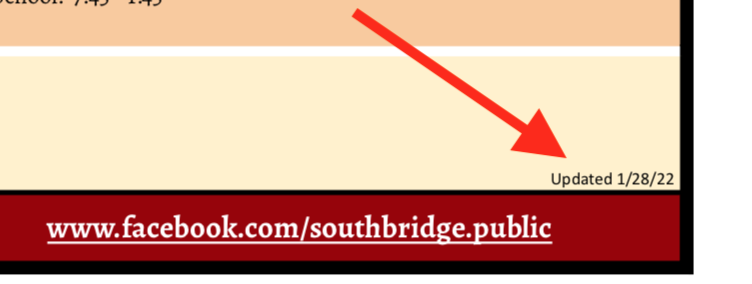 Detail image of the school calendar to show the location of the document date