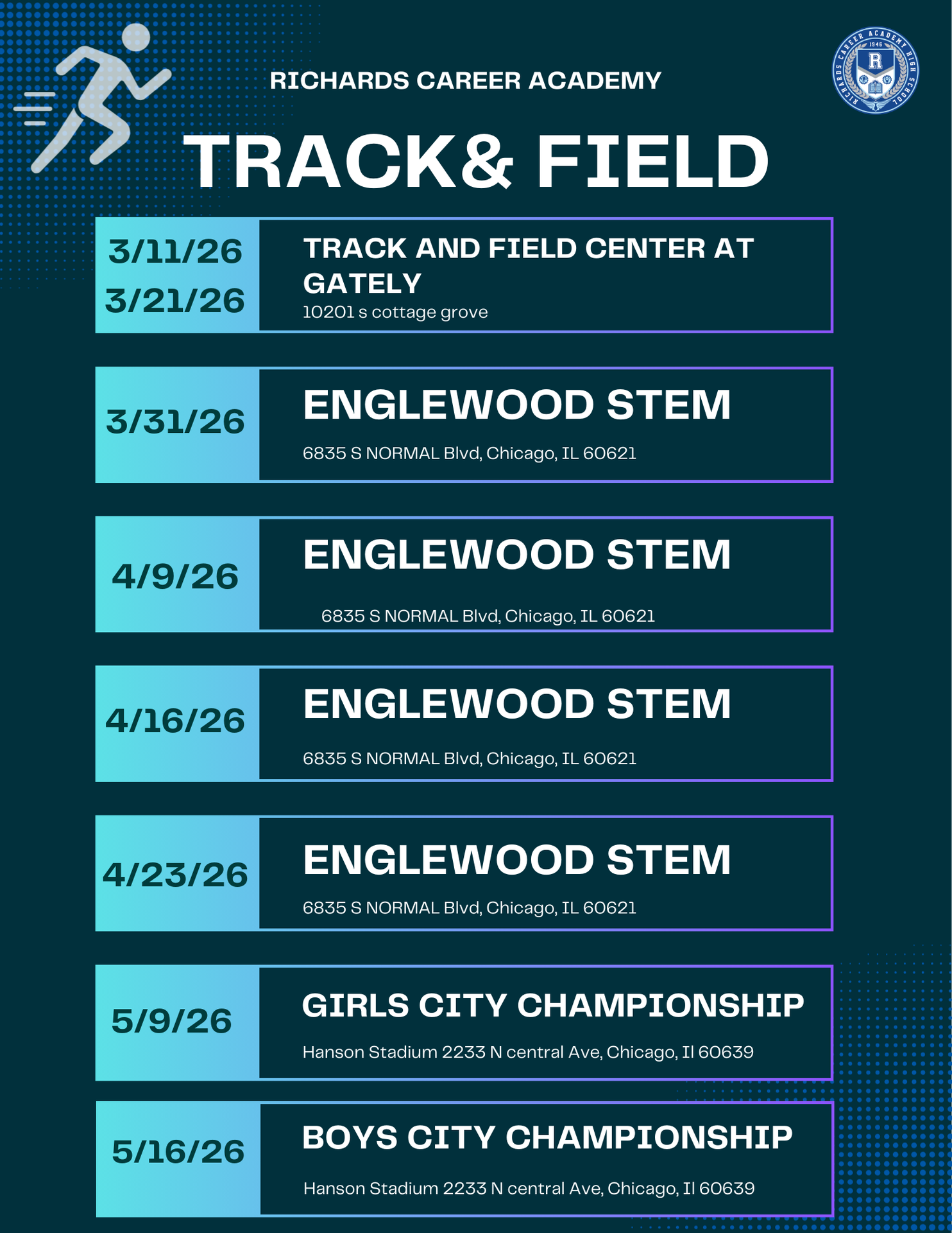 Track & Field Spring 2026 Schedule
