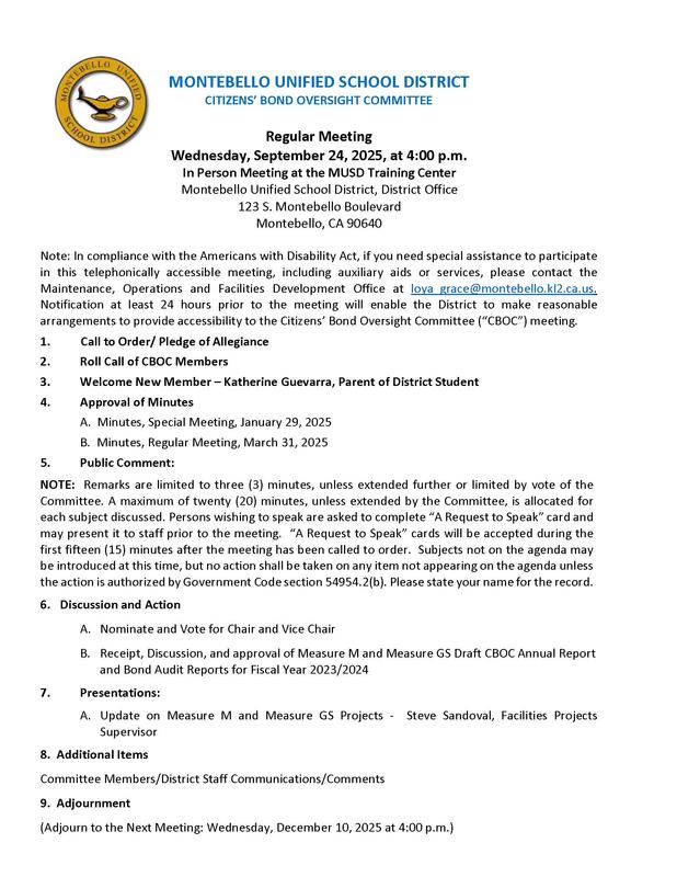 Agenda CBOC Meeting September 24, 2025