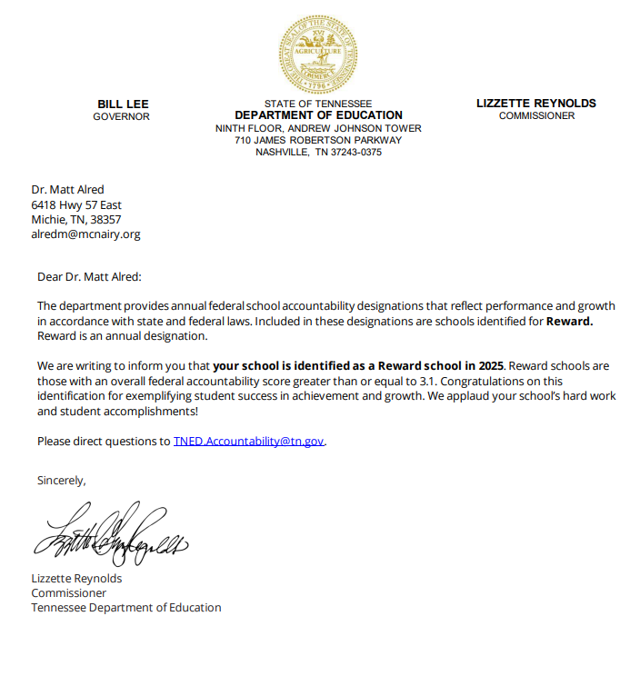 Michie Named a Reward School