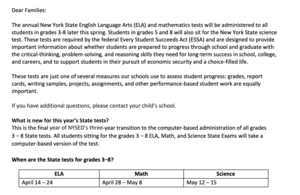 Testing Information Letter