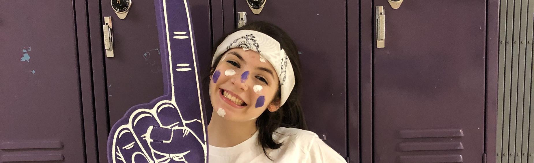 Student with foam finger