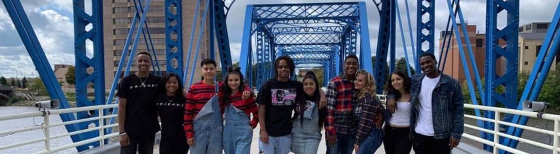 Students on bridge