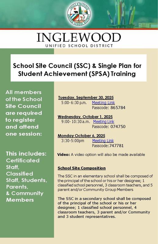 School Site Council (SSC) & SPSA Training