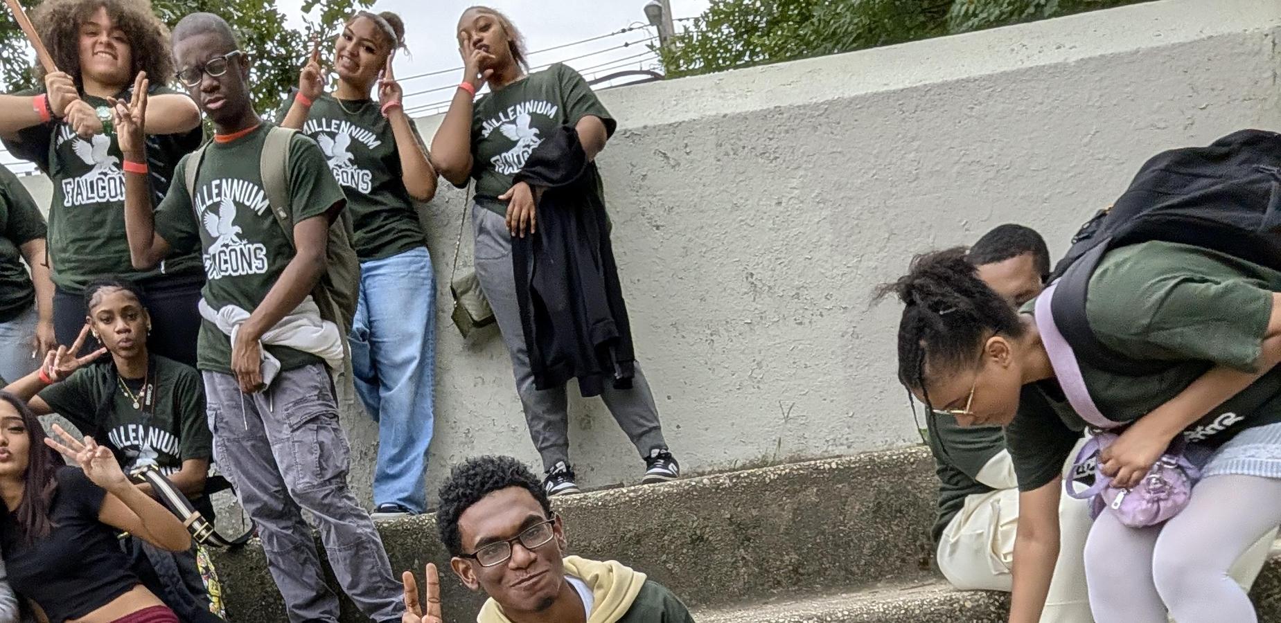 Community Service Day students posing.