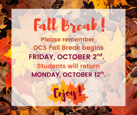 Fall Break Reminder for 2026