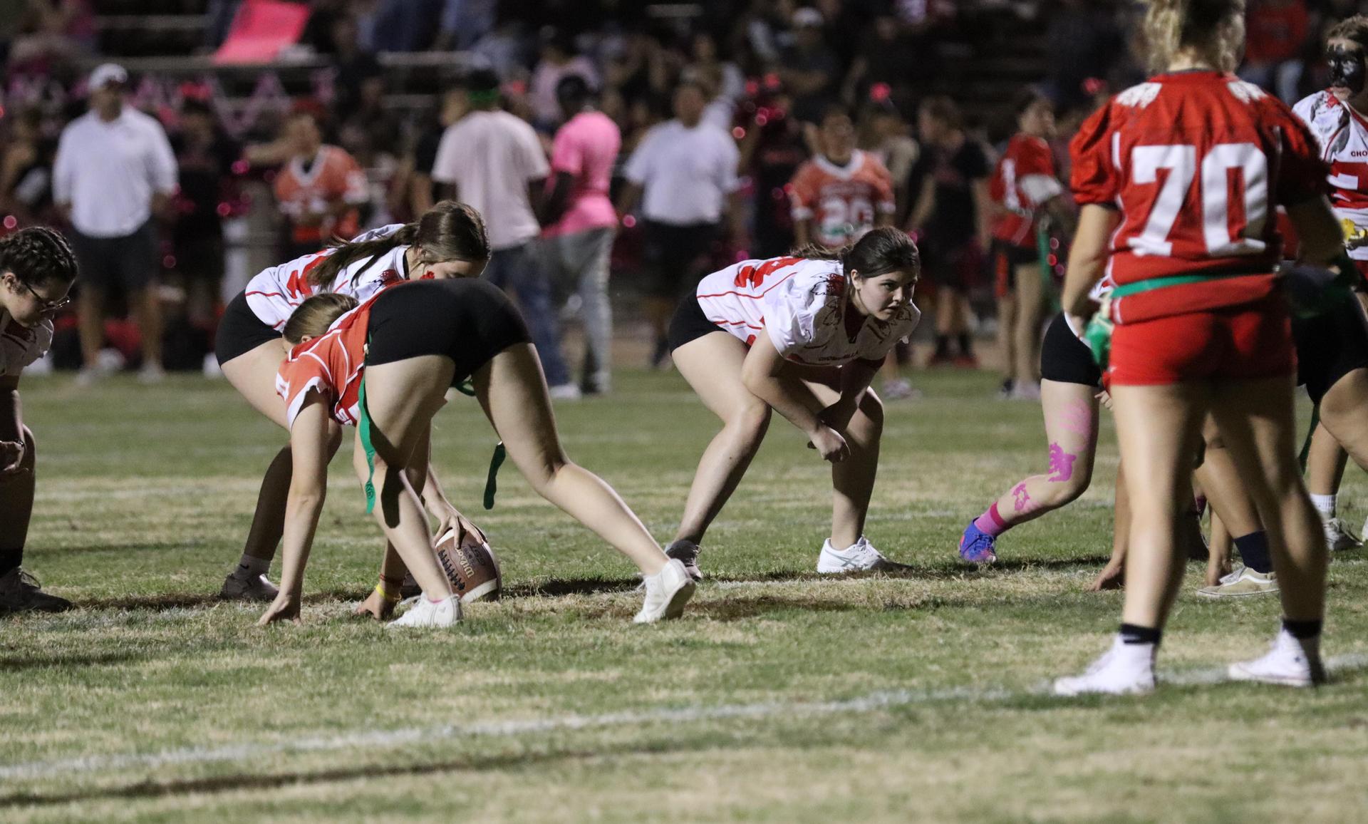 girls playing flag football