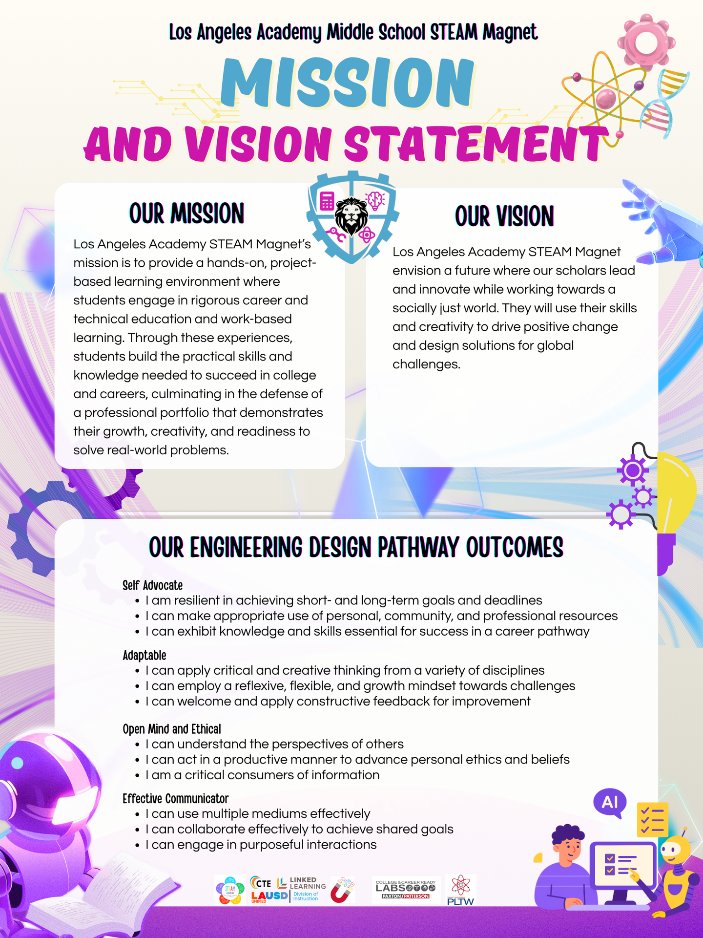 Los Angeles Academy Middle School STEAM Magnet Mission and Vision Statement