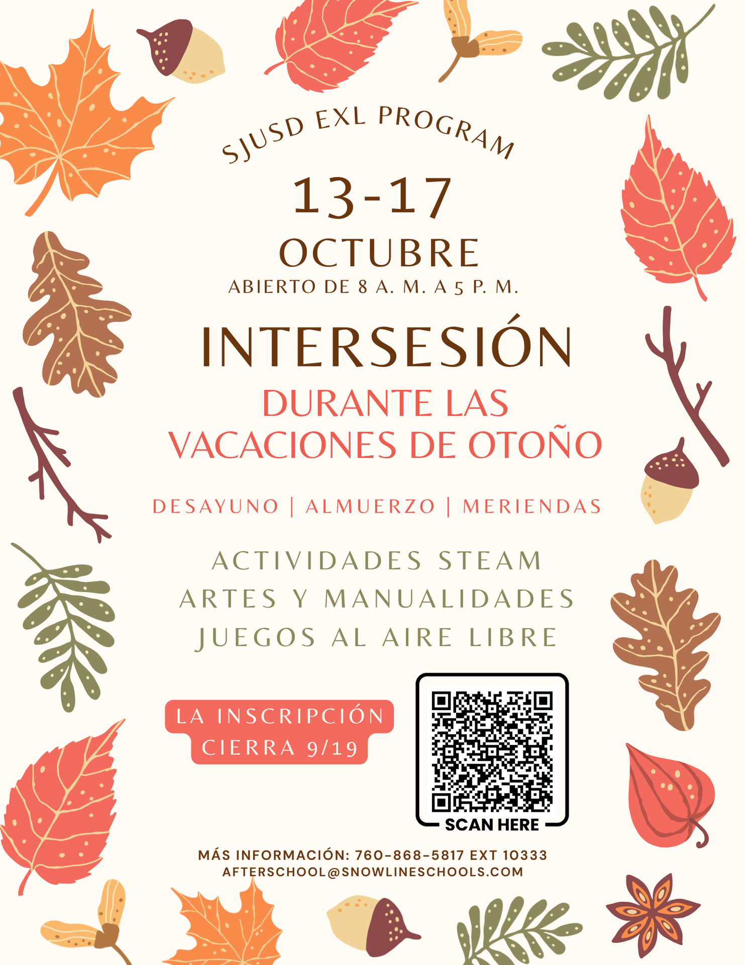 spanish fall break flyer