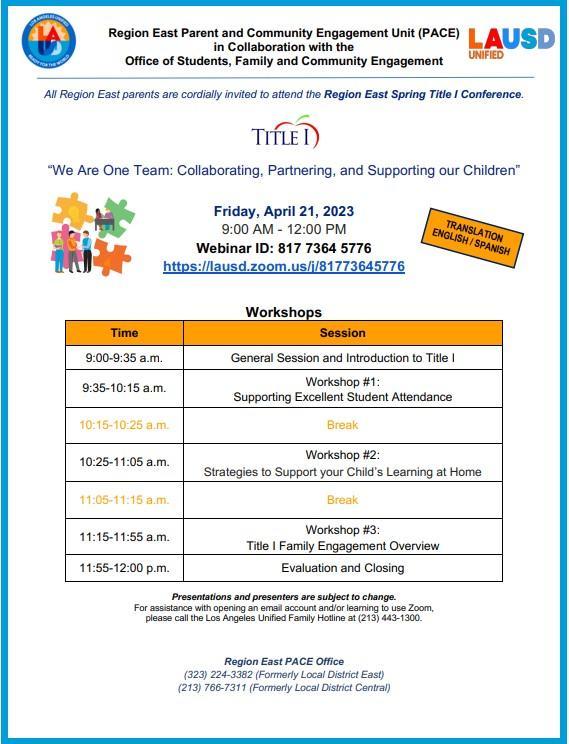 Region East Title 1 Conference