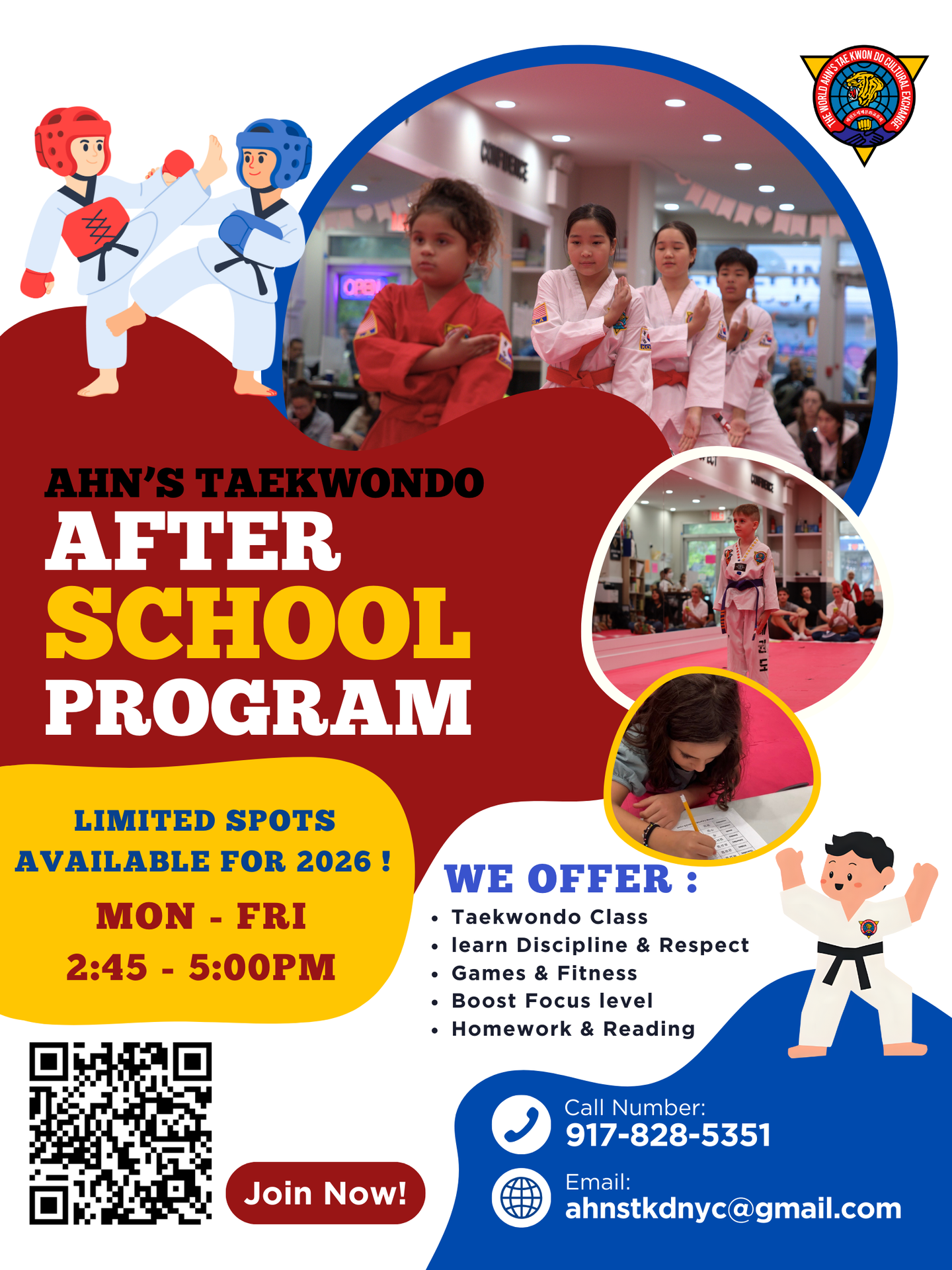 Ahn's Taekwando Afterschool program flyer.