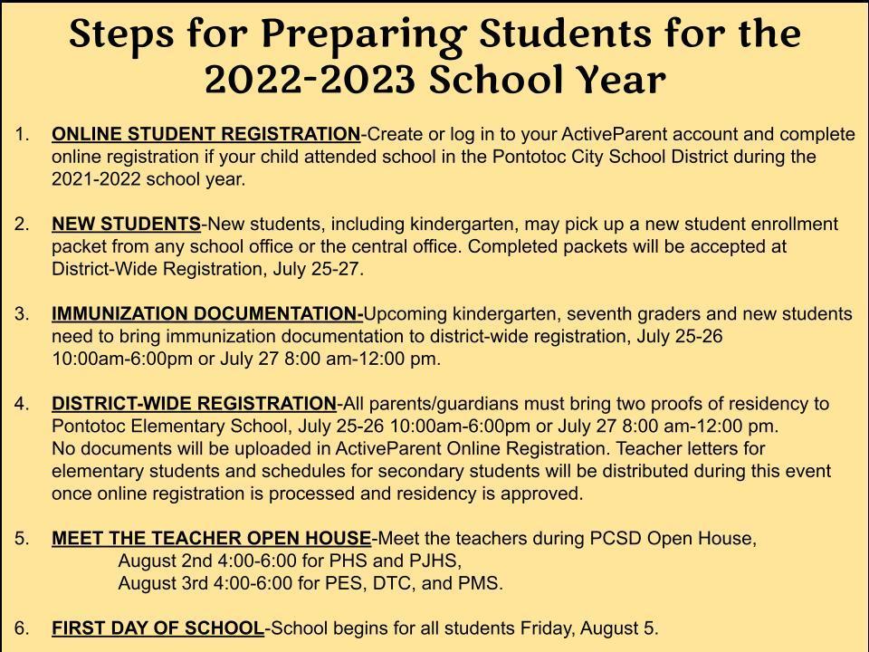 Student Registration Parent Resources Pontotoc City School District